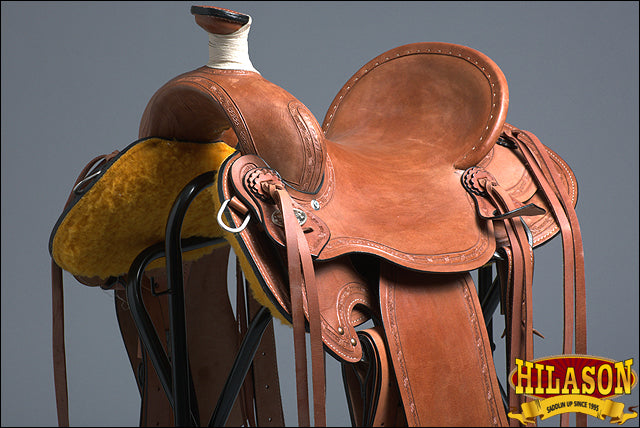 HILASON Western Horse Saddle American Leather Ranch Roping Trail Mahogany | Hand Tooled Wade & For Horses