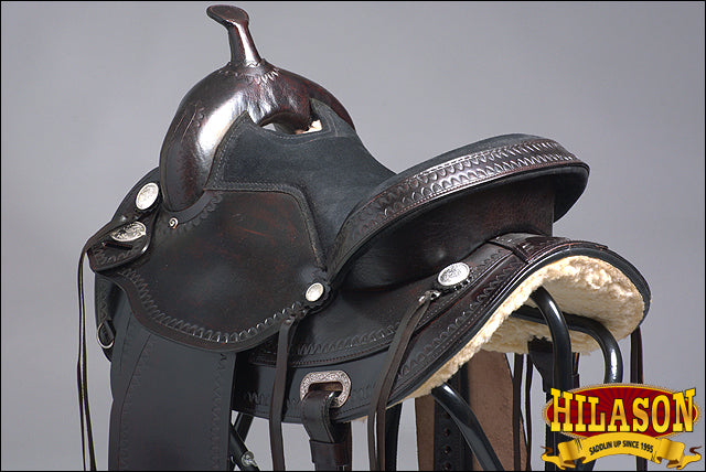HILASON Western Horse Saddle American Leather Treeless Trail Pleasure | Barrel for Horses