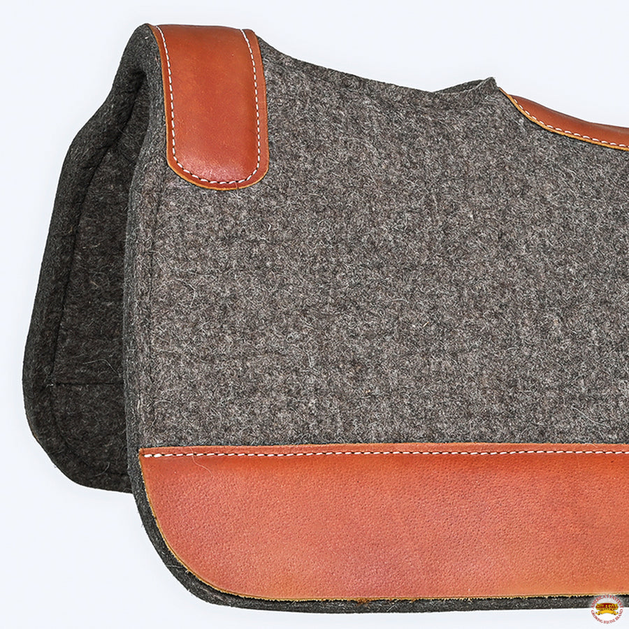HILASON Western Wool Felt Horse Saddle Pad W/ Distressed Wear Leather | for Horses