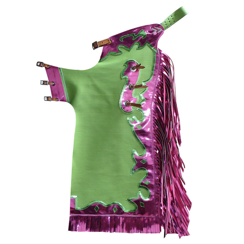 Hilason Bull Riding Genuine White Leather Rodeo Western Chaps