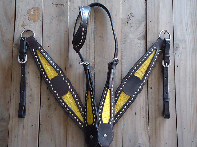 HILASON Western Genuine American Leather Horse Headstall & Breast Collar Set