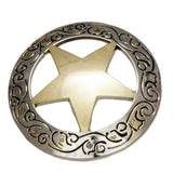 Hilason Westren Horse Saddle Tack Engraved Gold Star Concho 1-1/8