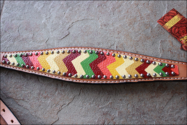 Hilason Western Horse Breast Collar American Leather Aztec Hand Paint