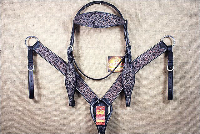 HILASON Western Horse Headstall Breast Collar Set Tack Genuine American Leather | For Horses Headstalls
