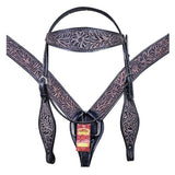 HILASON Western Horse Headstall Breast Collar Set Genuine American Leather Floral Rough Out Black | Headstall For Horses Western | Headstall | Horse Headstall | Headstall For Horses | Headstall Set