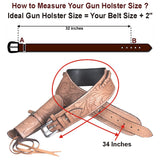 HILASON Western Right Hand Gun Holster Rig 44/45 Caliber Leather Cowboy Tan | Costume Holster | Cowboy Gun Holster | Gun Belt Holster | Leather Gun Holster | Holster Belt