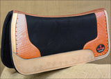 Western Wool Felt Horse Saddle Pad Alligator Print Leather 30 X 30