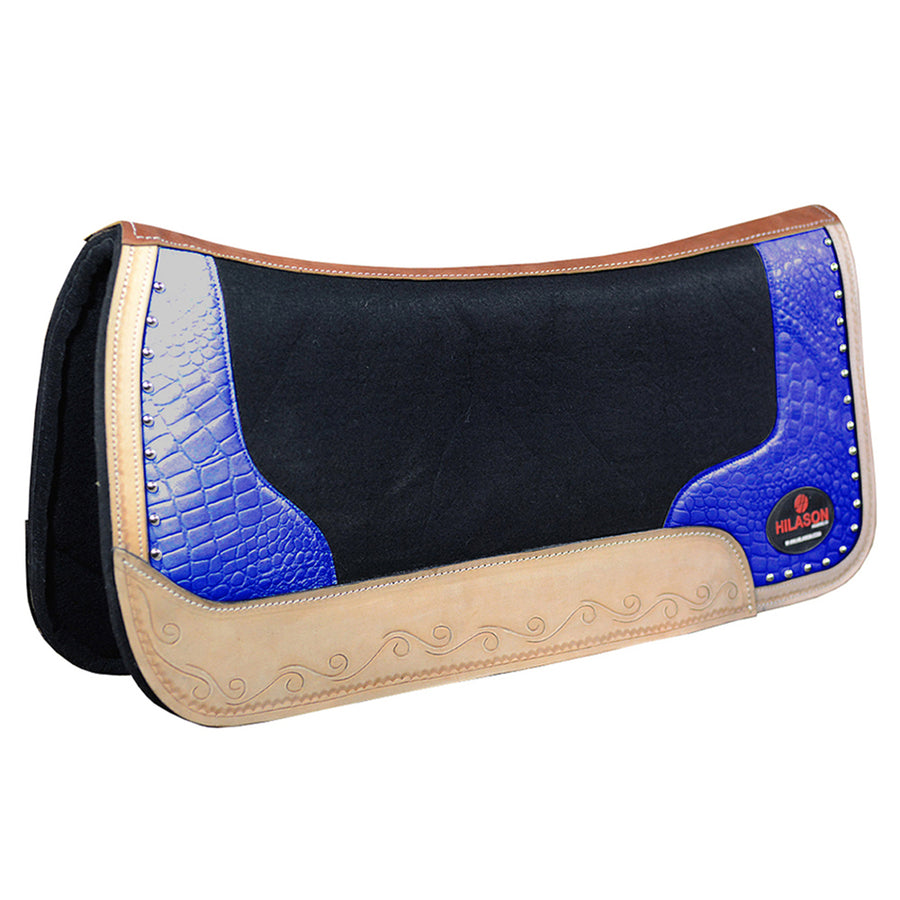 HILASON Western Wool Felt Horse Saddle Pad W/ Distressed Wear Leather | for Horses