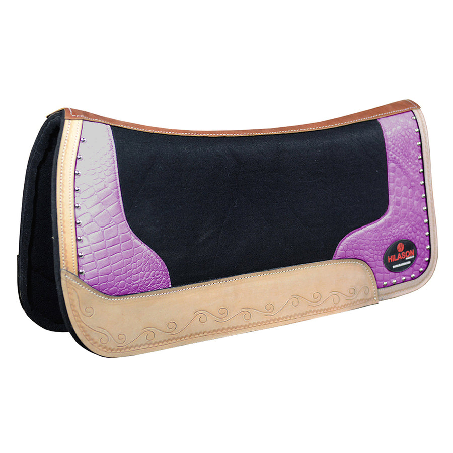 HILASON Western Wool Felt Horse Saddle Pad W/ Distressed Wear Leather | for Horses