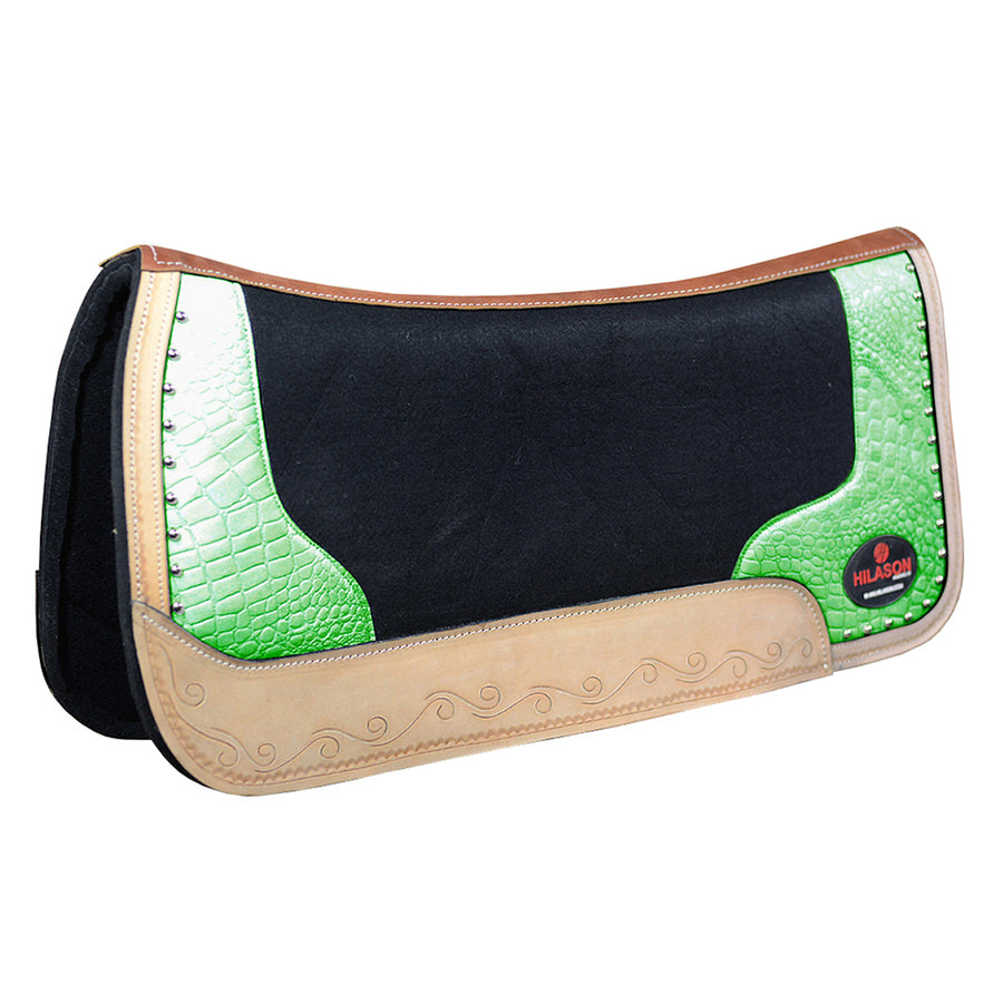 HILASON Western Wool Felt Horse Saddle Pad W/ Distressed Wear Leather | for Horses