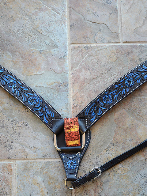 Hilason Western Horse Headstall & Breast Collar American Leather Black Tuquoise