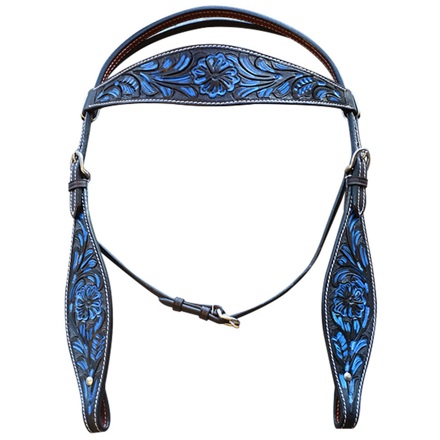 Hilason Western Horse Headstall & Breast Collar American Leather Black Tuquoise