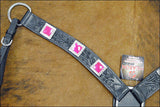 Hilason Western Headstall & Breast Collar Horse American Leather Black Pink