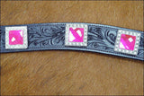 Hilason Western Headstall & Breast Collar Horse American Leather Black Pink