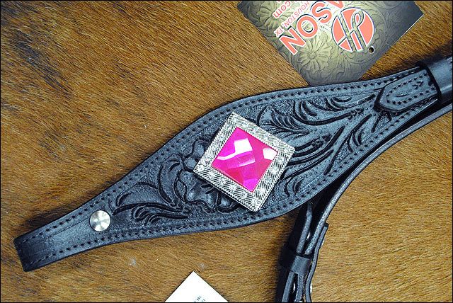 Hilason Western Headstall & Breast Collar Horse American Leather Black Pink