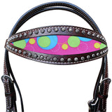 Hilason Western Horse Headstall Bridle American Leather Brown Bubbles