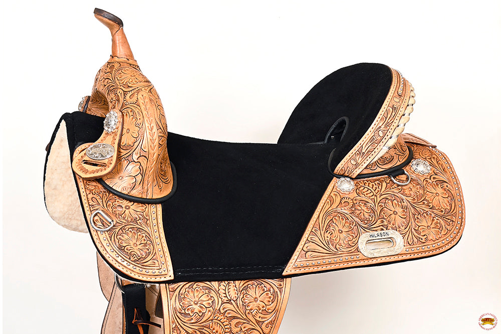 Hilason Western Horse Treeless Trail Barrel Saddle American Leather Tan