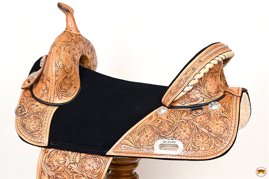 HILASON Western Horse Treeless Trail Barrel Saddle American Leather Tan | for Horses