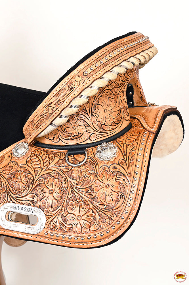 Hilason Western Horse Treeless Trail Barrel Saddle American Leather Tan