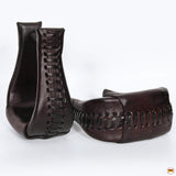 HILASON Western Saddle Bell Dark Oil Leather Horse Stirrups | Equestrian All-Purpose