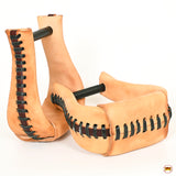 HILASON Western Saddle Bell Oil Leather Horse Stirrups Neck 3-Inch | Trail Riding Laced