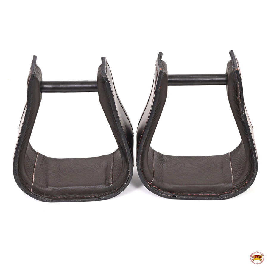 Hilason Western Saddle Dark Brown Leather Covered Horse Stirrups