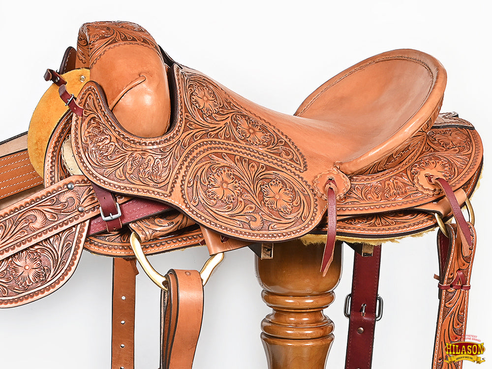 Hilason Classic Series Hand-Made Rodeo Bronc American Leather Saddle