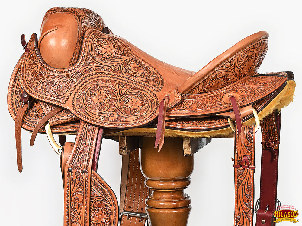 Hilason Classic Series Hand-Made Rodeo Bronc American Leather Saddle