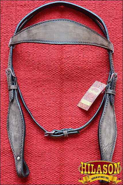 HILASON Western Horse Headstall Breast Collar Set Tack Genuine American Leather Plain Rough Out Dark Brown