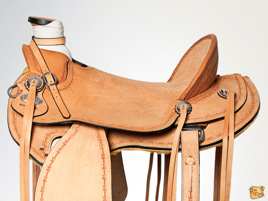 HILASON Western Horse Wade Saddle American Leather Ranch Roping Tan | Hand Tooled & For Horses