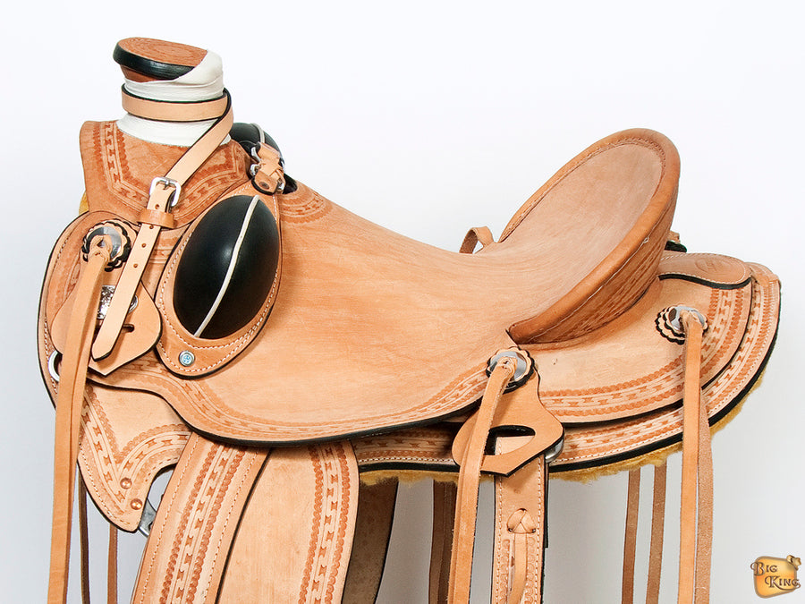 HILASON Western Horse Wade Saddle American Leather Ranch Roping Tan | Hand Tooled & For Horses