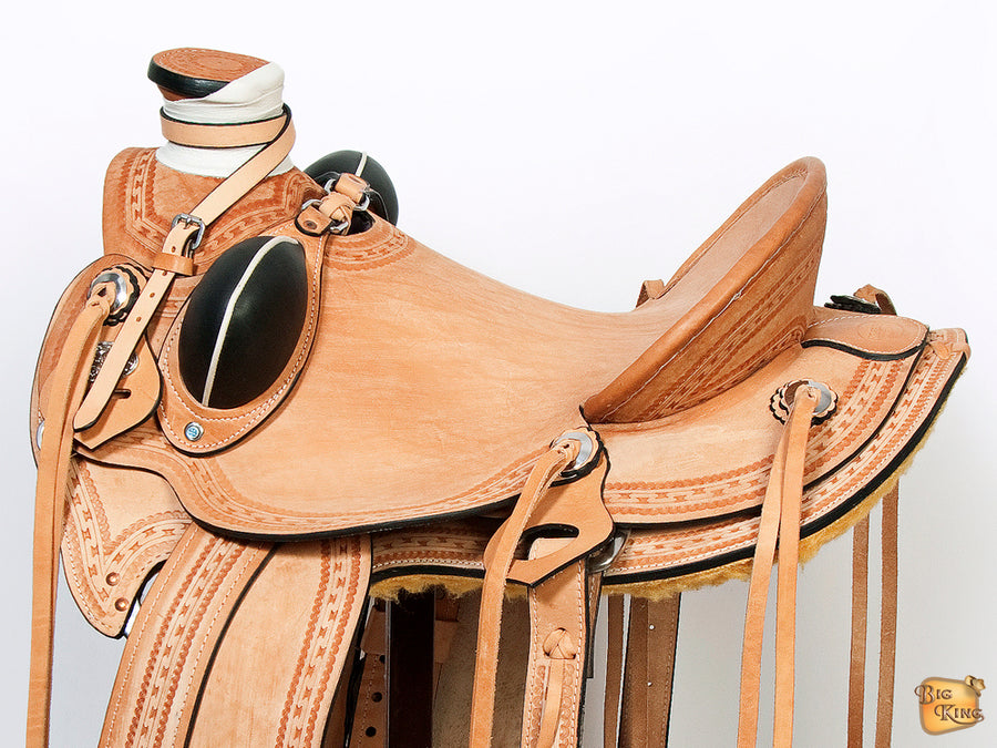 HILASON Western Horse Wade Saddle American Leather Ranch Roping Tan | Hand Tooled & For Horses