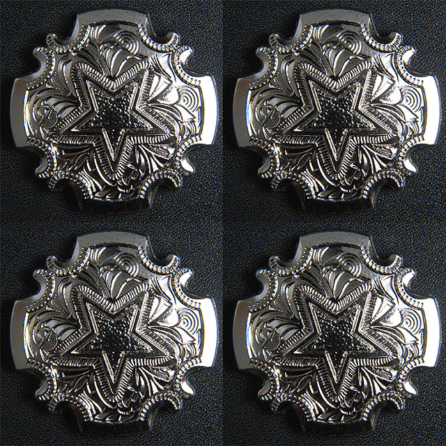 Western Screw Back Concho 1.5In Bright Silver Star Saddle Cowgirl Hilason