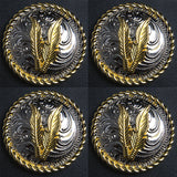 Western Screw Back Concho 1.5 In Silver Gold Feather Saddle