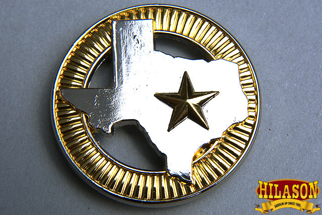 HILASON Western Screw Back Concho 1.5 In Texas Star Gold Silver Round Saddle | Belt Slotted Conchos