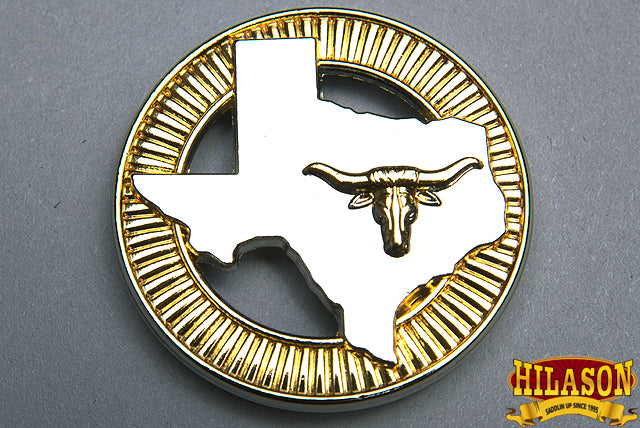 HILASON Screw Back Concho Texas Longhorn Gold Round Saddle Silver, Golod Color | Bridle Conchos Slotted