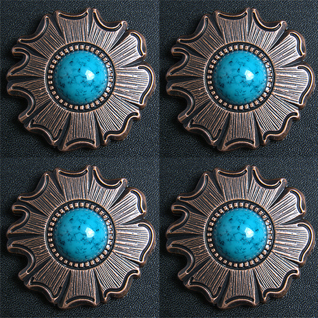 HILASON Western Screw Back Concho 1.5 In. Turquoise Stone Floral Saddle Cowgirl | Belt Slotted Conchos