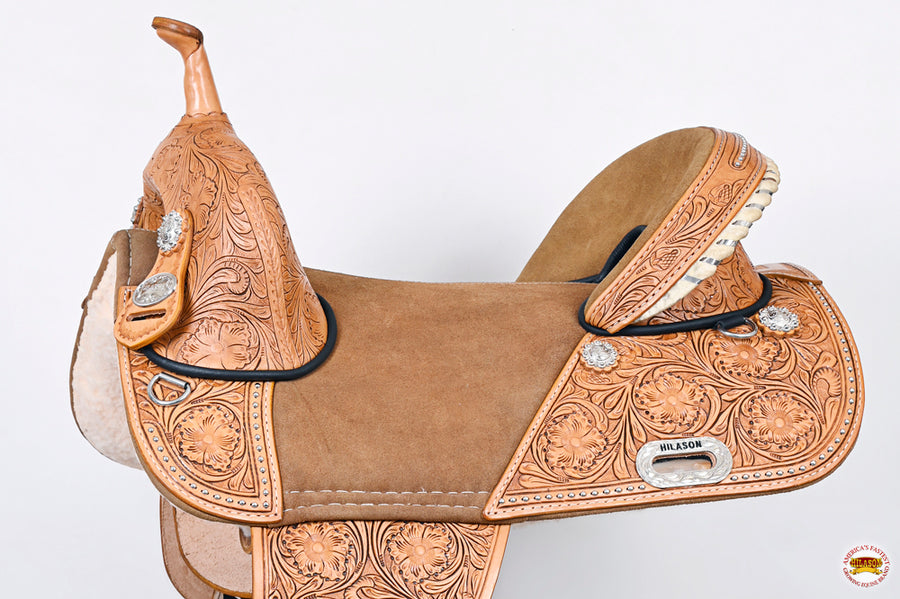 HILASON Western Horse Treeless Trail Barrel Saddle American Leather | for Horses