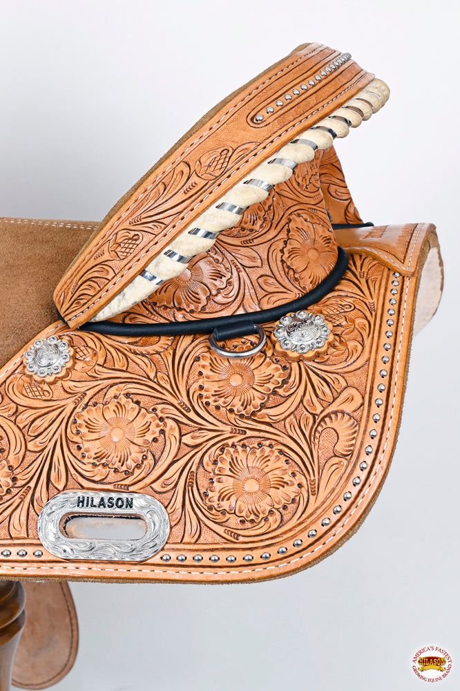 HILASON Western Horse Treeless Trail Barrel Saddle American Leather | for Horses
