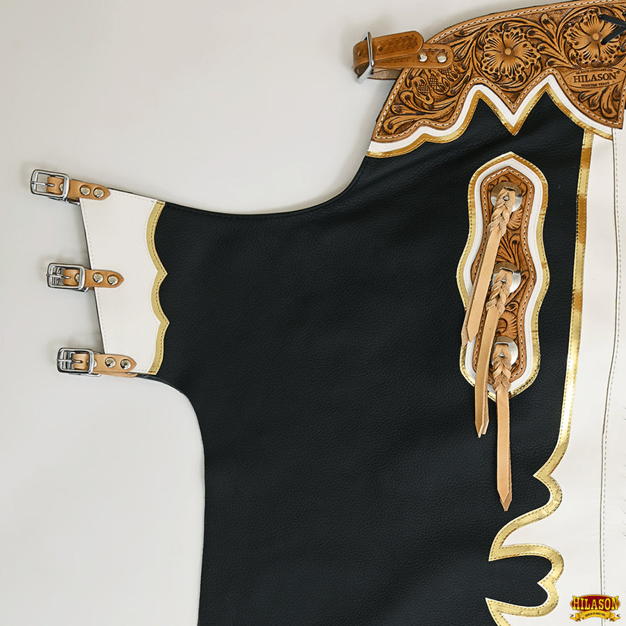 HILASON Bull Riding Genuine Leather Rodeo Western Chaps | for Men and Women Unisex