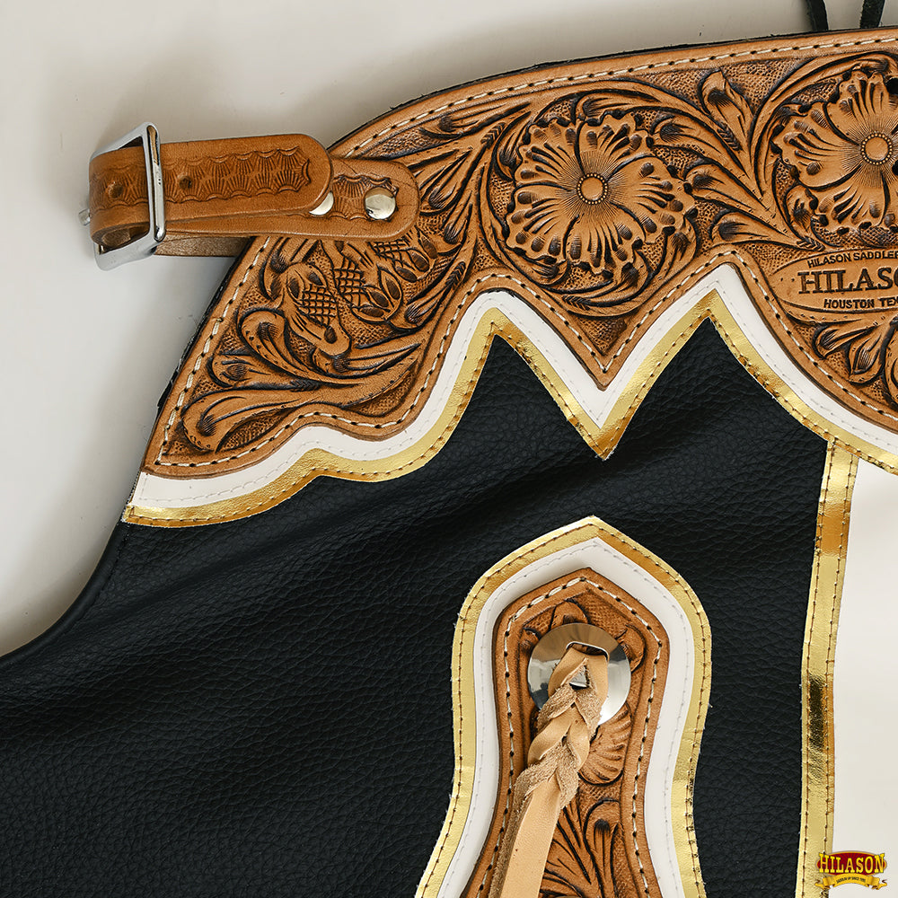 Hilason Handmade Genuine Leather Chaps Adult Handtooled Rodeo Bull Riding
