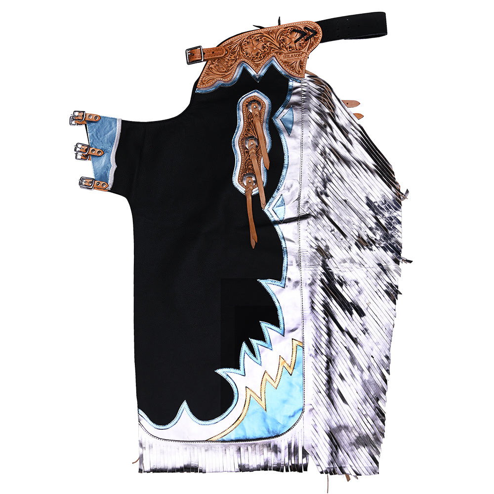 Hilason Handmade Genuine Leather Chaps Adult Handtooled Rodeo Bull Riding