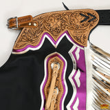 Hilason Handmade Genuine Leather Chaps Adult Handtooled Rodeo Bull Riding