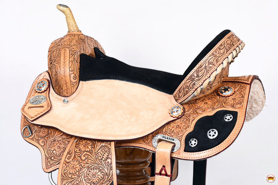 HILASON Flex Tree Western Horse Saddle American Leather Trail Barrel | for Horses Quilted