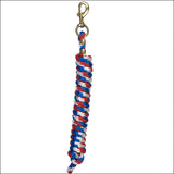 5/8" X 8' Weaver Polypropylene Soft Lead Rope W/ Solid Brass 225 Snap Blue Red