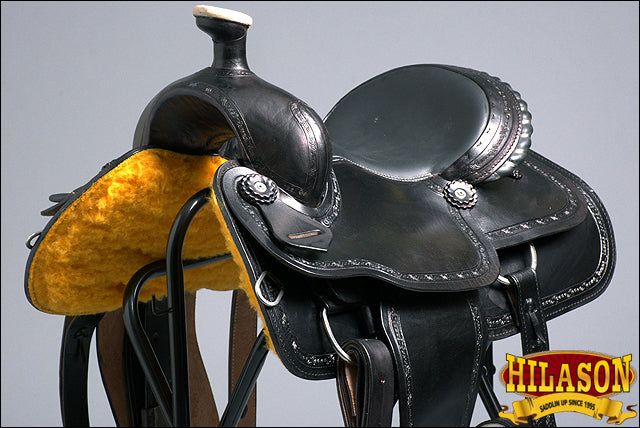 HILASON Western Horse Saddle American Leather Ranch Roping Trail Black | Hand Tooled Wade & For Horses