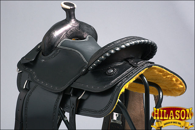 HILASON Western Horse Saddle American Leather Ranch Roping Trail Black | Hand Tooled Wade & For Horses