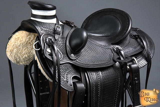 HILASON Western Horse Saddle American Leather Wade Ranch Roping Black | Hand Tooled & For Horses