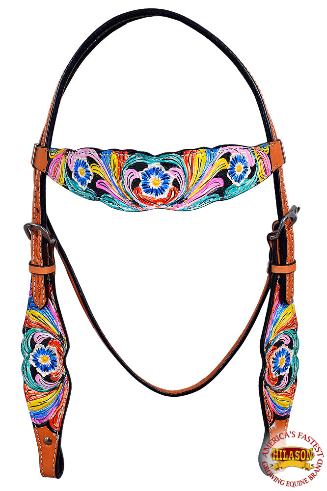 Hilason Western Horse Headstall Bridle American Leather Fringes