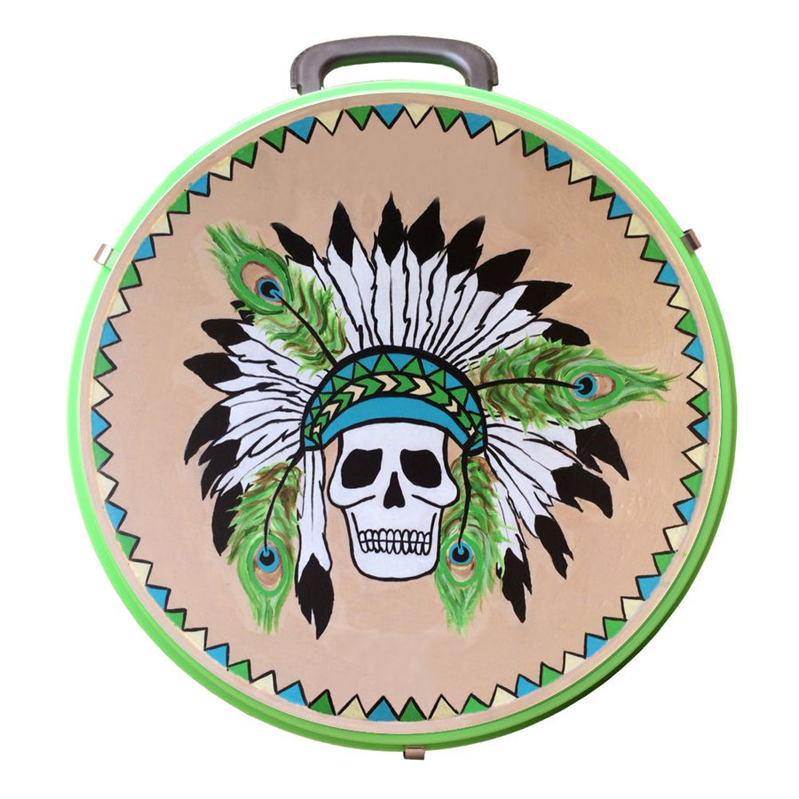 Hilason Medium 4 Rope Capacity Can With Attractive Printed Genuine Leather Trim Neon Lime Green - Uhorse